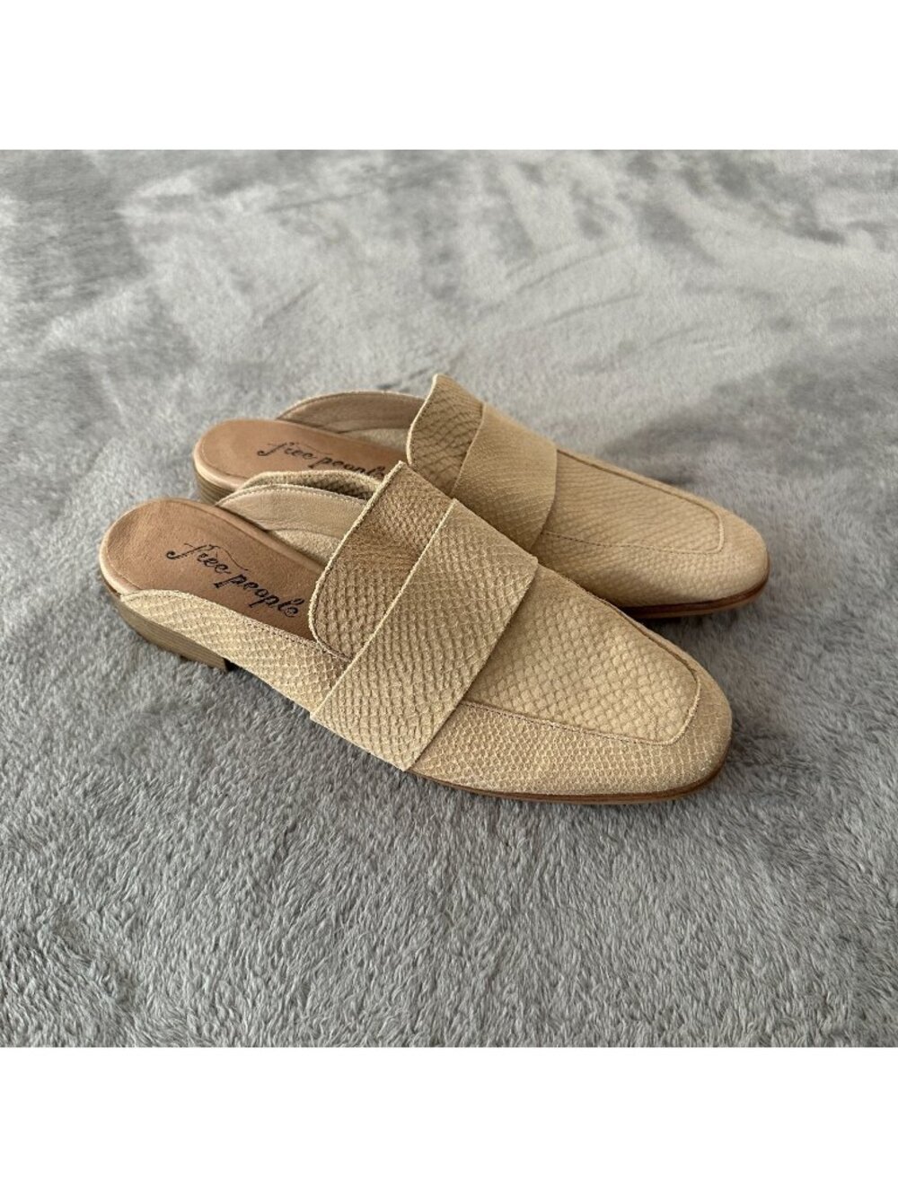 Free People At Ease Slip On Loafers Shoes Beige Women's 40 US 9 Suede Mules